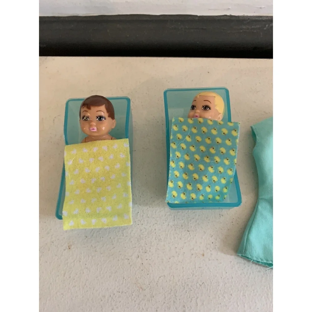 Barbie You Can Be Anything Baby Doctor Barbie Scrub Set & 2 Babies Crib Blankets